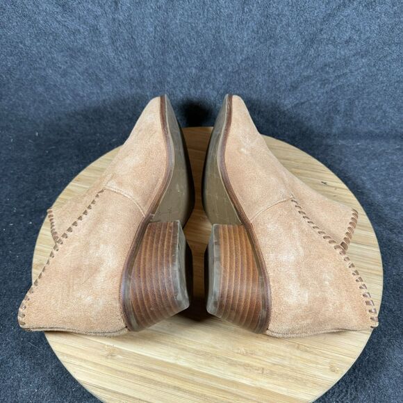 Jack Rogers Sadie Sz 8 M Tan Suede Ankle Booties Low‎ Heel Slip On Womens Boots - Picture 5 of 8